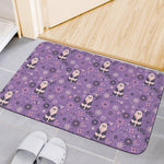 Purple Panda And Flower Pattern Print Indoor Door Mat