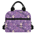 Purple Panda And Flower Pattern Print Insulated Lunch Bag