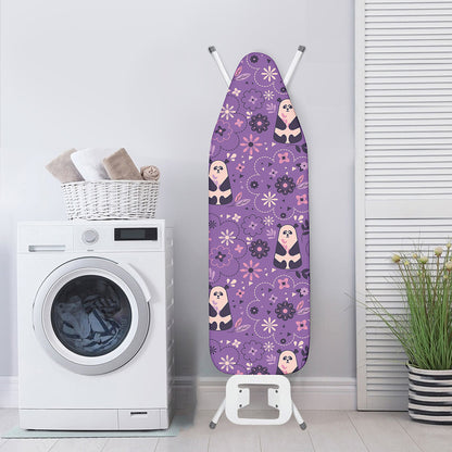 Purple Panda And Flower Pattern Print Ironing Board Cover