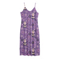 Purple Panda And Flower Pattern Print Jersey Midi Cami Dress