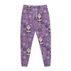 Purple Panda And Flower Pattern Print Jogger Pants