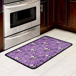 Purple Panda And Flower Pattern Print Kitchen Mat