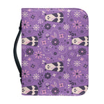 Purple Panda And Flower Pattern Print Leather Bible Cover