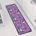 Purple Panda And Flower Pattern Print Long Kitchen Mat