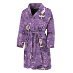 Purple Panda And Flower Pattern Print Men's Bathrobe