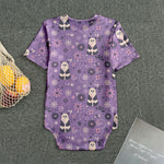 Purple Panda And Flower Pattern Print Men's Bodysuit