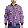 Purple Panda And Flower Pattern Print Men's Bomber Jacket
