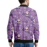 Purple Panda And Flower Pattern Print Men's Bomber Jacket