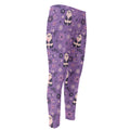 Purple Panda And Flower Pattern Print Men's Compression Pants