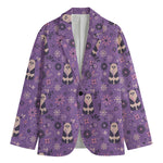 Purple Panda And Flower Pattern Print Men's Cotton Blazer