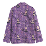 Purple Panda And Flower Pattern Print Men's Cotton Blazer