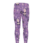 Purple Panda And Flower Pattern Print Men's leggings