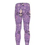Purple Panda And Flower Pattern Print Men's leggings