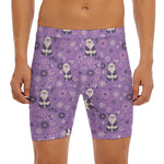 Purple Panda And Flower Pattern Print Men's Long Boxer Briefs