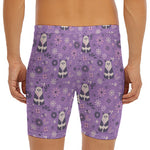 Purple Panda And Flower Pattern Print Men's Long Boxer Briefs