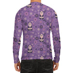Purple Panda And Flower Pattern Print Men's Long Sleeve Rash Guard