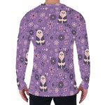 Purple Panda And Flower Pattern Print Men's Long Sleeve T-Shirt
