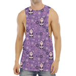 Purple Panda And Flower Pattern Print Men's Muscle Tank Top