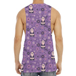Purple Panda And Flower Pattern Print Men's Muscle Tank Top