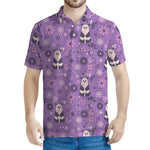 Purple Panda And Flower Pattern Print Men's Polo Shirt