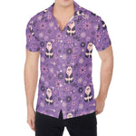 Purple Panda And Flower Pattern Print Men's Shirt
