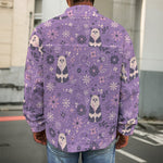 Purple Panda And Flower Pattern Print Men's Shirt Jacket
