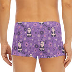 Purple Panda And Flower Pattern Print Men's Short Boxer Briefs