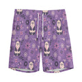 Purple Panda And Flower Pattern Print Men's Athletic Shorts