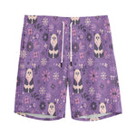 Purple Panda And Flower Pattern Print Men's Sports Shorts