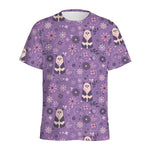 Purple Panda And Flower Pattern Print Men's Sports T-Shirt