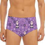 Purple Panda And Flower Pattern Print Men's Triangle Swim Briefs