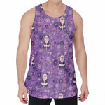 Purple Panda And Flower Pattern Print Men's Velvet Tank Top