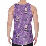 Purple Panda And Flower Pattern Print Men's Velvet Tank Top