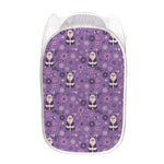 Purple Panda And Flower Pattern Print Mesh Laundry Hamper