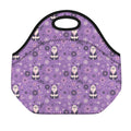Purple Panda And Flower Pattern Print Neoprene Lunch Bag