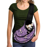 Purple Panda And Flower Pattern Print Pet Sling Carrier