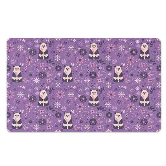 Purple Panda And Flower Pattern Print Polyester Doormat