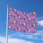 Purple Panda And Flower Pattern Print Polyester Flag