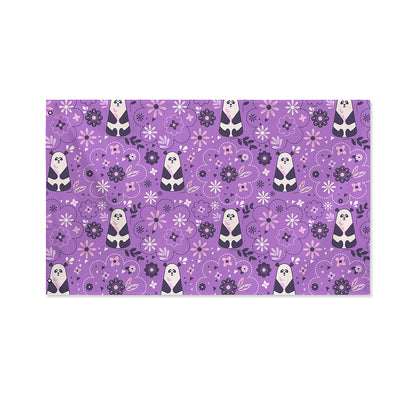Purple Panda And Flower Pattern Print Polyester Flag