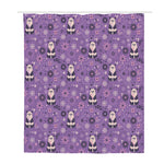 Purple Panda And Flower Pattern Print Polyester Shower Curtain