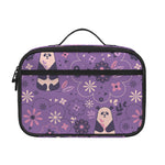 Purple Panda And Flower Pattern Print Portable Lunch Bag
