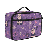 Purple Panda And Flower Pattern Print Portable Lunch Bag