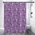 Purple Panda And Flower Pattern Print Premium Shower Curtain