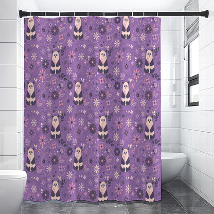 Purple Panda And Flower Pattern Print Premium Shower Curtain