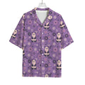 Purple Panda And Flower Pattern Print Rayon Hawaiian Shirt