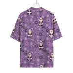Purple Panda And Flower Pattern Print Rayon Hawaiian Shirt