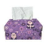 Purple Panda And Flower Pattern Print Rectangle Tissue Box Cover