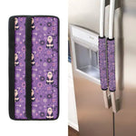 Purple Panda And Flower Pattern Print Refrigerator Handle Covers