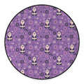 Purple Panda And Flower Pattern Print Round Floor Mat