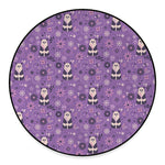 Purple Panda And Flower Pattern Print Round Floor Mat
